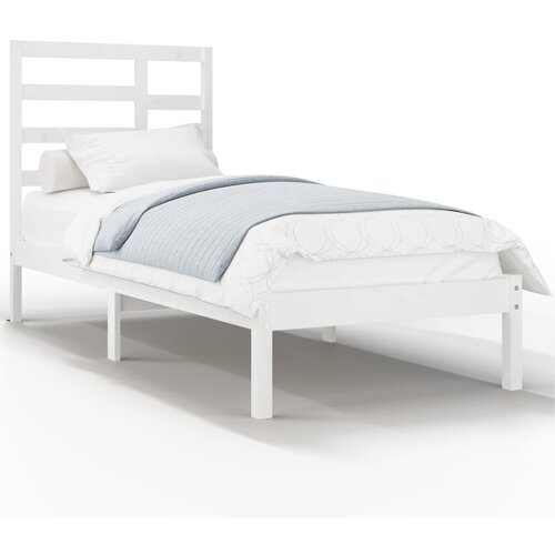 Maison Chic Posteljni okvir - Enojna postelja - Postelja za odrasle bel iz trdnega lesa 90x190 cm-J6353, (21764090) Slike