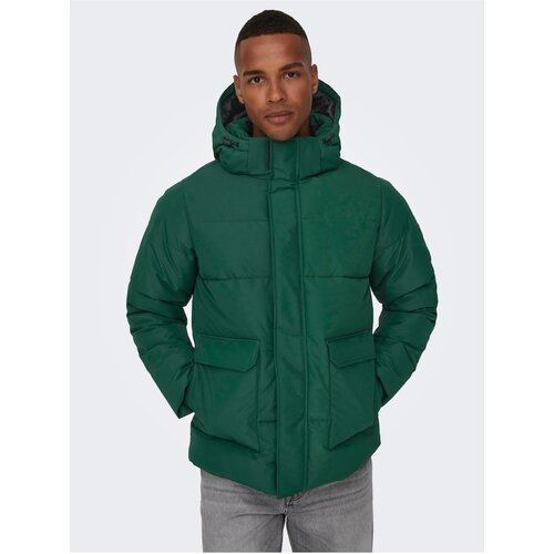 Only Dark Green Men&amp;#039;s Quilted Winter Jacket &amp;amp; SONS Carl - Men Slike