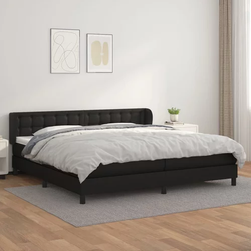 vidaXL Box spring postelja z vzmetnico črna 200x200 cm umetno usnje