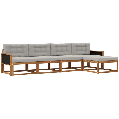  Set vanjskih sofa 5 kom. Prirodna i Svjetlosiva Slike