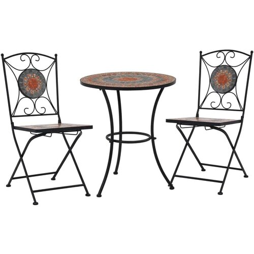 Bistro 3-dijelni mozaični bistro set s pločicama narančasto-sivi Cene