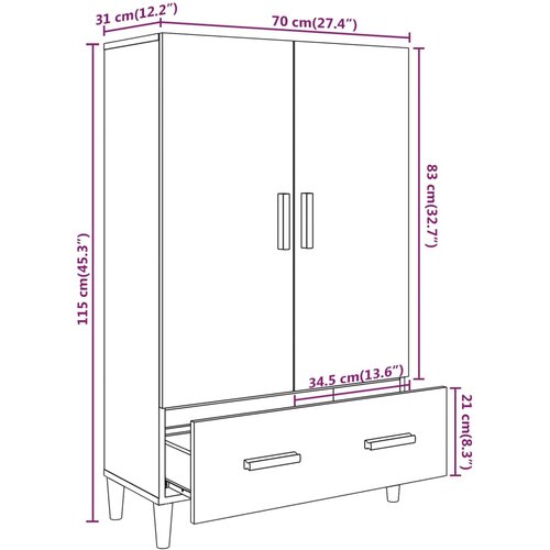  Visoka komoda siva boja betona 70x31x115 cm konstruirano drvo Slike