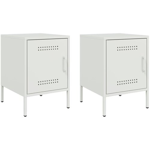 Maison Chic Dvo delni komplet Nočne omarice - Nočne mize bela 36x39x50,5 cm jeklo, (21687241) Slike