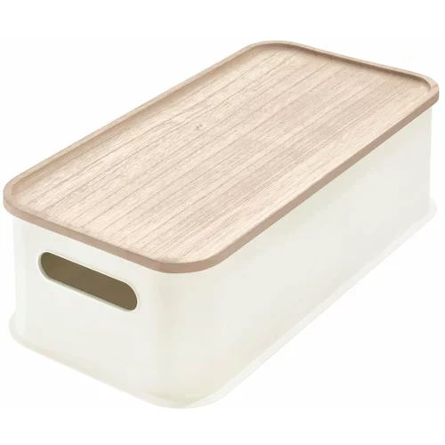 iDesign Bijela kutija za pohranu s poklopcem od drveta paulovnije Eco Handled, 21,3 x 43 cm
