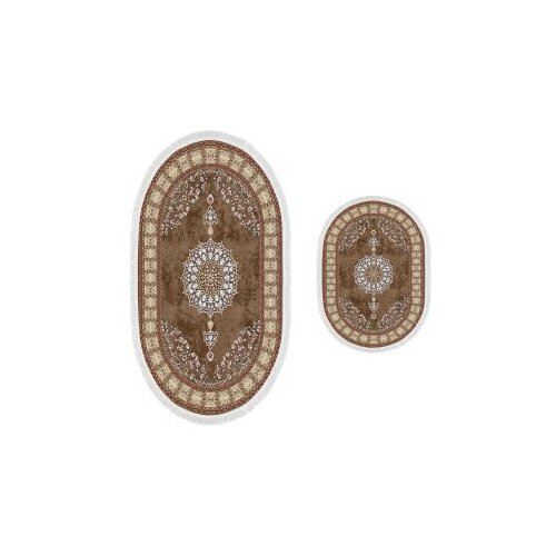  410615 - o - beige beigeminkredwhite bathmat set (2 pieces) Cene