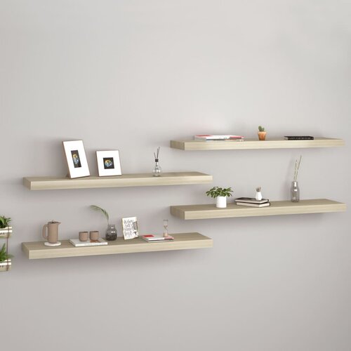 vidaXL Stenske police 4 kosi barva hrasta 90x23,5x3,8 cm MDF Cene