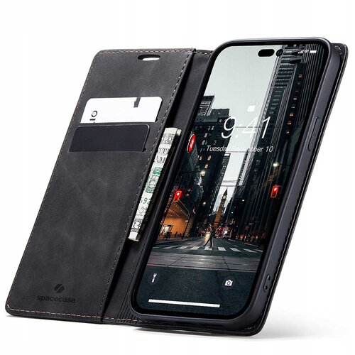 Spacecase OVITEK DENARNICA ZA IPHONE 14 PRO ČRNO USNJENO, (21962416) Cene