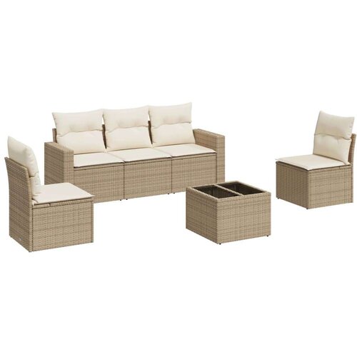 VidaXL 6-dijelni set vrtnih sofa s jastucima bež od poliratana Slike