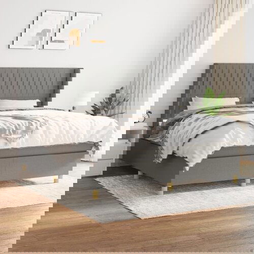  The Living Store Box spring postelja z vzmetnico temno siva 160x200 cm blago - Box Spring Postelja, (21517908) Cene