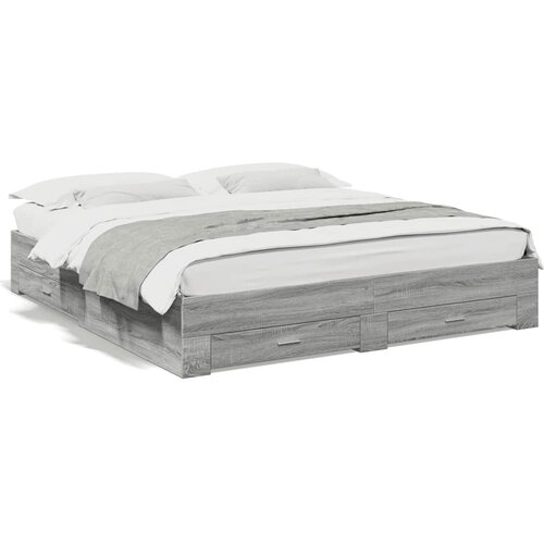  Okvir za krevet s ladicama boja hrasta 180x200 cm Siva 180 x 200 cm Slike
