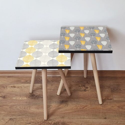 Hanah home 2Shp442 - grey greywhiteyellow nesting table (2 pieces) Cene
