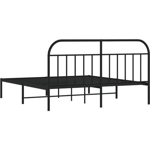 VidaXL Metalni okvir za krevet s uzglavljem crni 180x200 cm Slike