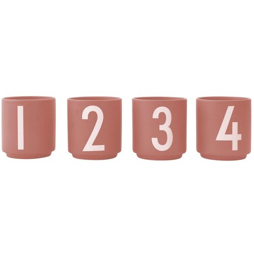 Design Letters Komplet 4 temno roza porcelanastih skodelic Design Letters Mini Cene
