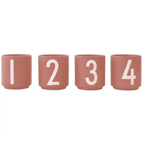 Design Letters Komplet 4 temno roza porcelanastih skodelic Design Letters Mini