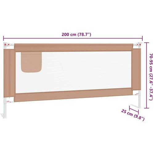  Sigurnosna ograda za dječji krevet smeđe-siva 200x25 cm tkanina Slike
