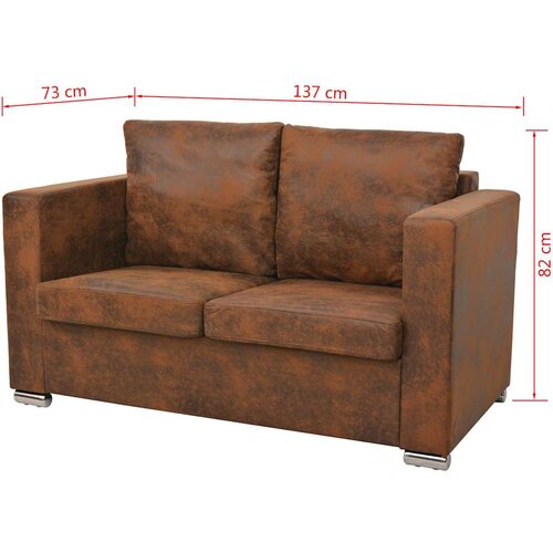  2-dijelni set sofa od umjetne bru&amp;scaron;ene kože Smeđa Slike