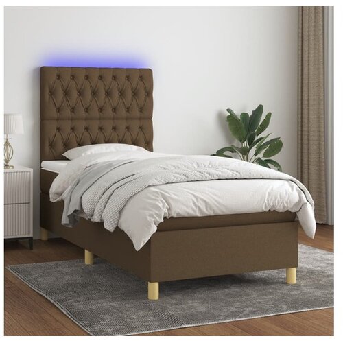  Krevet box spring s madracem LED tamnosmeđi 100x200 cm tkanina Cene