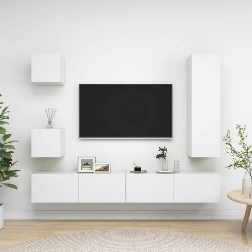 vidaXL 5-dijelni set TV ormarića bijeli od iverice Cijene