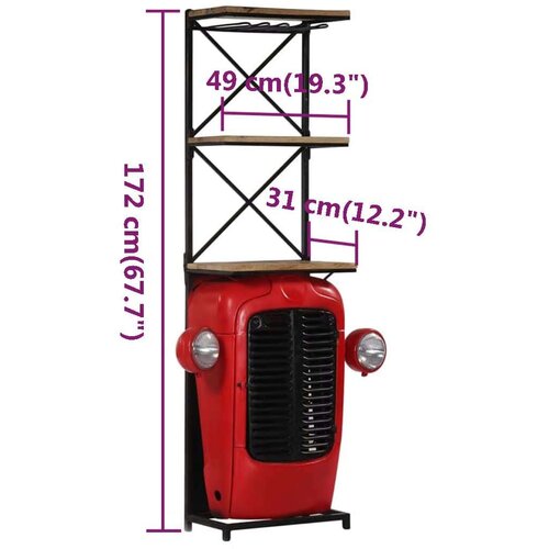 VidaXL Omarica za vino traktor 49x32x183 cm trden mangov les Slike