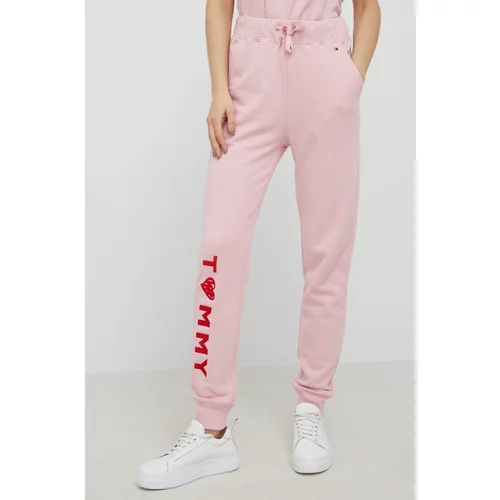 Tommy Hilfiger Pamučne hlače za žene, boja ružičasta