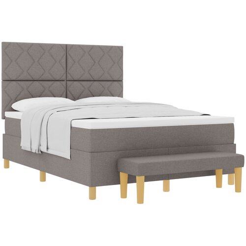 vidaXL Box spring krevet Sivo-smeđa 200 x 140 cm tkanina - Sivo-smeđa 140 x 200 cm Dizajn s rombovima Cene