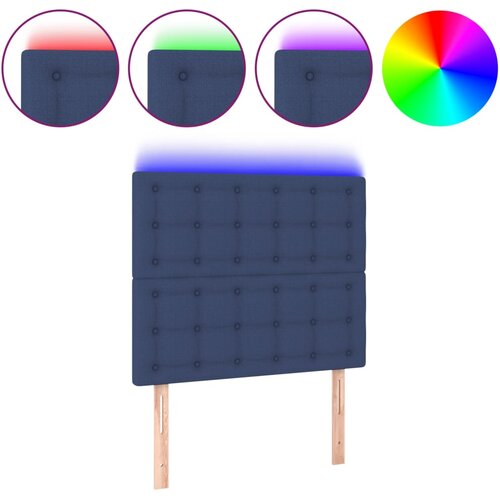 Maison Chic led posteljno vzglavje - vzglavna omarica - nočna omarica modro 80x5x118/128 cm blago, (21712586) Slike