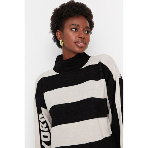 Trendyol Black Color Block Knitwear Sweater Slike