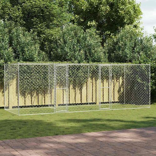 VidaXL Kavez za pse Srebrno 600 x 200 x 200 cm Cinkani čelik Slike