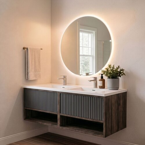 Skye_Decor Set kupatilskog ormarića sa umivaonikom i ogledalom, 2 dela, Antracit Slike