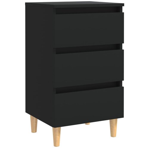 Maison Chic Nočna omarica - Nočna miza z nogami iz trdnega lesa črna 40x35x69 cm, (21688434) Slike