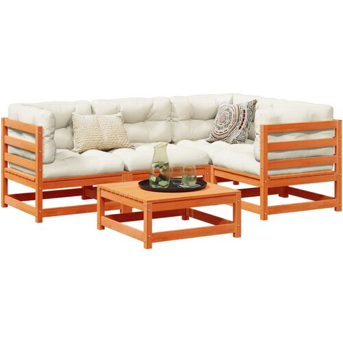 VidaXL 5-dijelni set vrtnih sofa vo&amp;scaron;tano smeđi od masivne borovine Slike