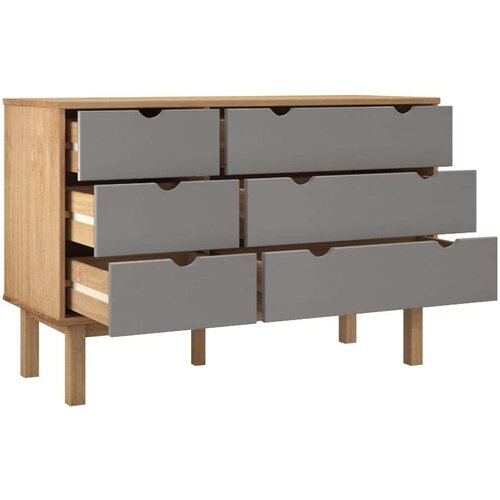  Ladičar OTTA smeđe-sivi 111 x 42 x 73 5 cm od masivne borovine Slike