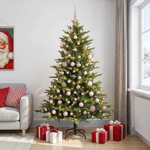  Umjetno božićno drvce s kuglicama 210 cm 300 LED lampica Cijene