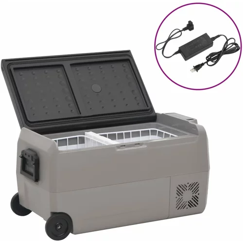 vidaXL Prijenosni hladnjak s kotačima i adapterom crno-sivi 36 L PP/PE