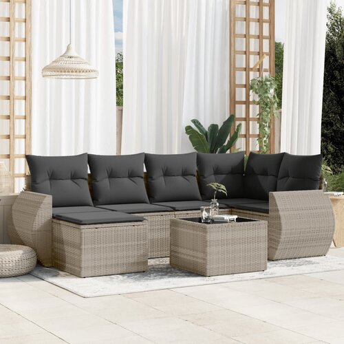 vidaXL 7-dijelni set vrtnih sofa svjetlosivi od poliratana Cijene