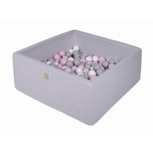 MeowBaby Square Ball Pool, 90x90x40 cm z 200 žogami, bombaž, svetlo siva: pastelno roza/siva/bela, (21333746) Cene