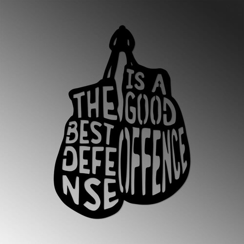 Wallity Zidna dekoracija The Best Defense Is A Good Offence - 455, 50 x 70 cm, Crna Cene