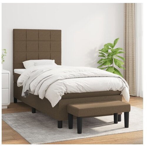 vidaXL Box spring postelja z vzmetnico temno rjava 100x200 c Cene