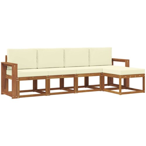  Set vanjskih sofa 5 kom. Prirodna i krem Smeđa 257 x 63 x 73 cm Slike