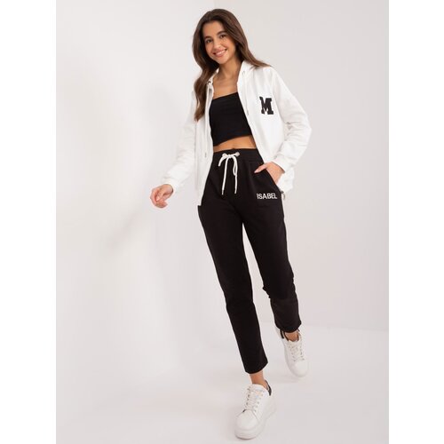 Fashion Hunters Two-piece women's set Ecru-black with patch Cene