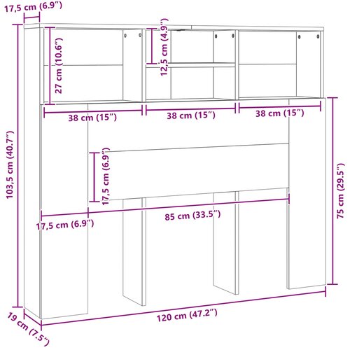  Glava kreveta s ormarićem Zidne Crni hrast 120 x 19 x 103,5 cm Slike