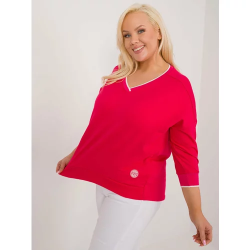 Fashion Hunters Plus size red casual blouse with 3/4 sleeves