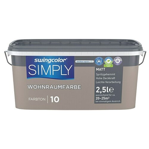 SWINGCOLOR Boja za zid Simply (Smeđa – br. 10, Mat, 2,5 l) Cijene