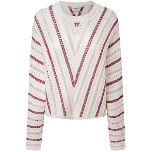 PepeJeans Pulover 'GINNY' roza / magenta / bela