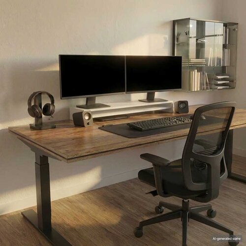  Stalak za monitor bijeli 100 x 24 x 13 cm konstruirano drvo Cijene