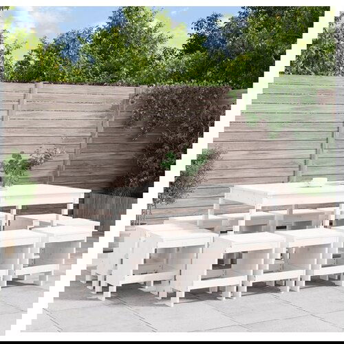 vidaXL 13-dijelni vrtni blagovaonski set bijeli od masivne borovine Cene