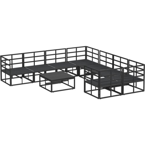 VidaXL Vrtna sedežna garnitura 9 pcs Črna 70 x 70 x 32 cm Aluminij Slike