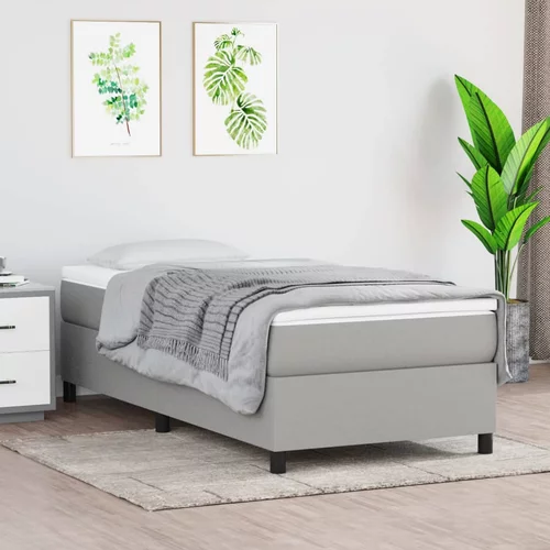 vidaXL Box spring posteljni okvir svetlo siv 90x200 cm blago