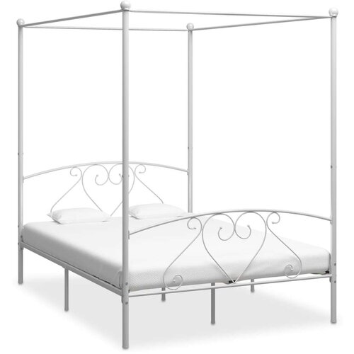  Za krevet s nadstrešnicom bijeli metalni 140 x 200 cm Cijene