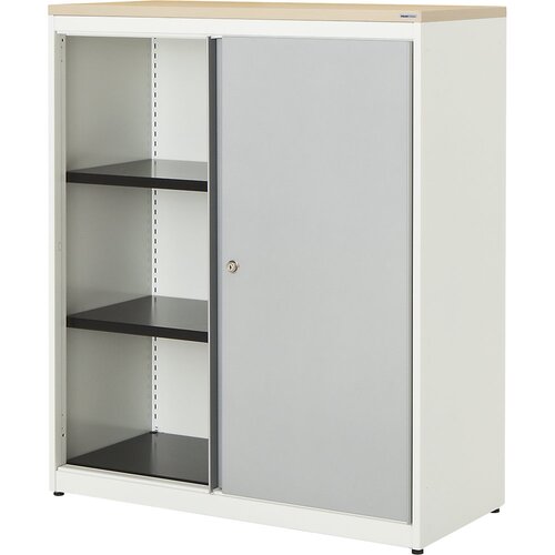 mauser Omara z drsnimi vrati, VxŠxG 1180 x 1000 x 432 mm, plošča iz umetne mase, 2 polici, čista bela / aluminijasto siva / javor Cene